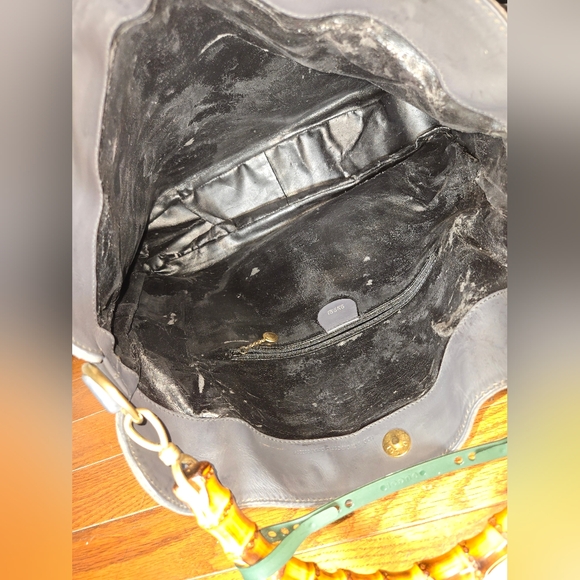 Gucci GM Bamboo Shoulder Bag Suede Leather 2Way Gray - Picture 8 of 9